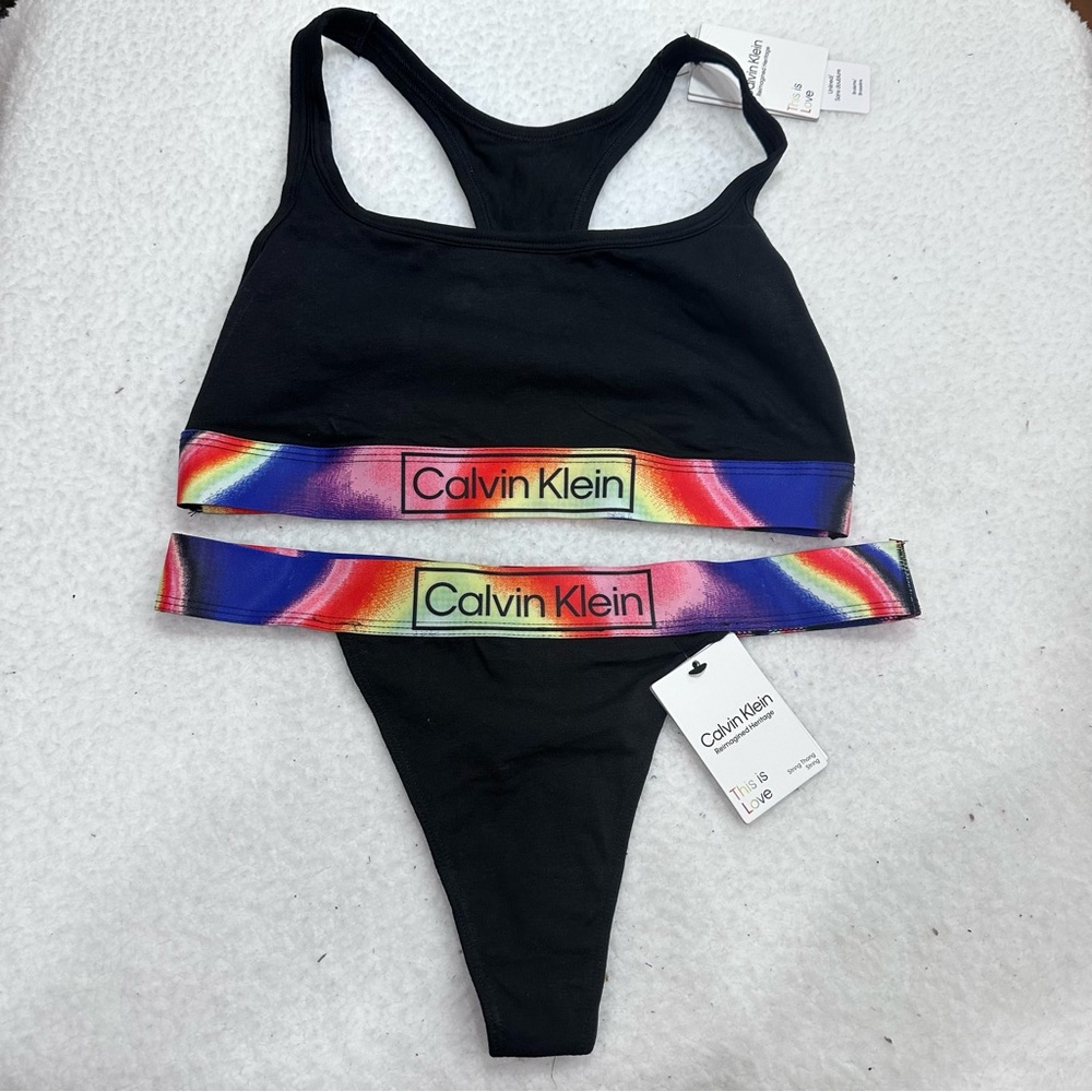 Black Calvin Klein Bralette and Thong Set